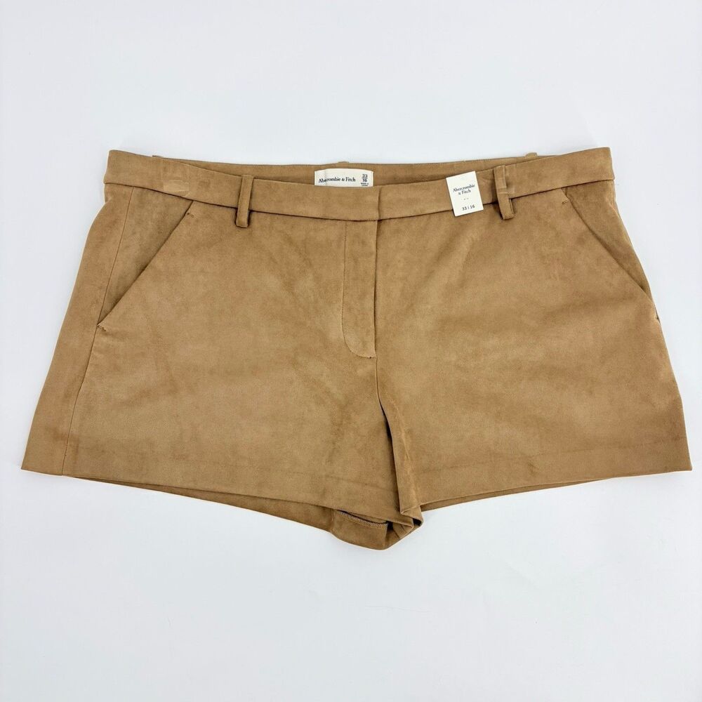 Abercrombie & Fitch Vegan Suede Shorts Women’s 16/33 Old Money Vacation Earthy